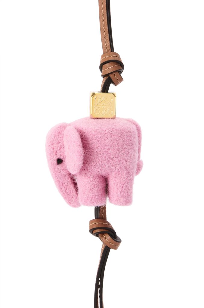 Elephant charm in felt and calfskin from Loewe