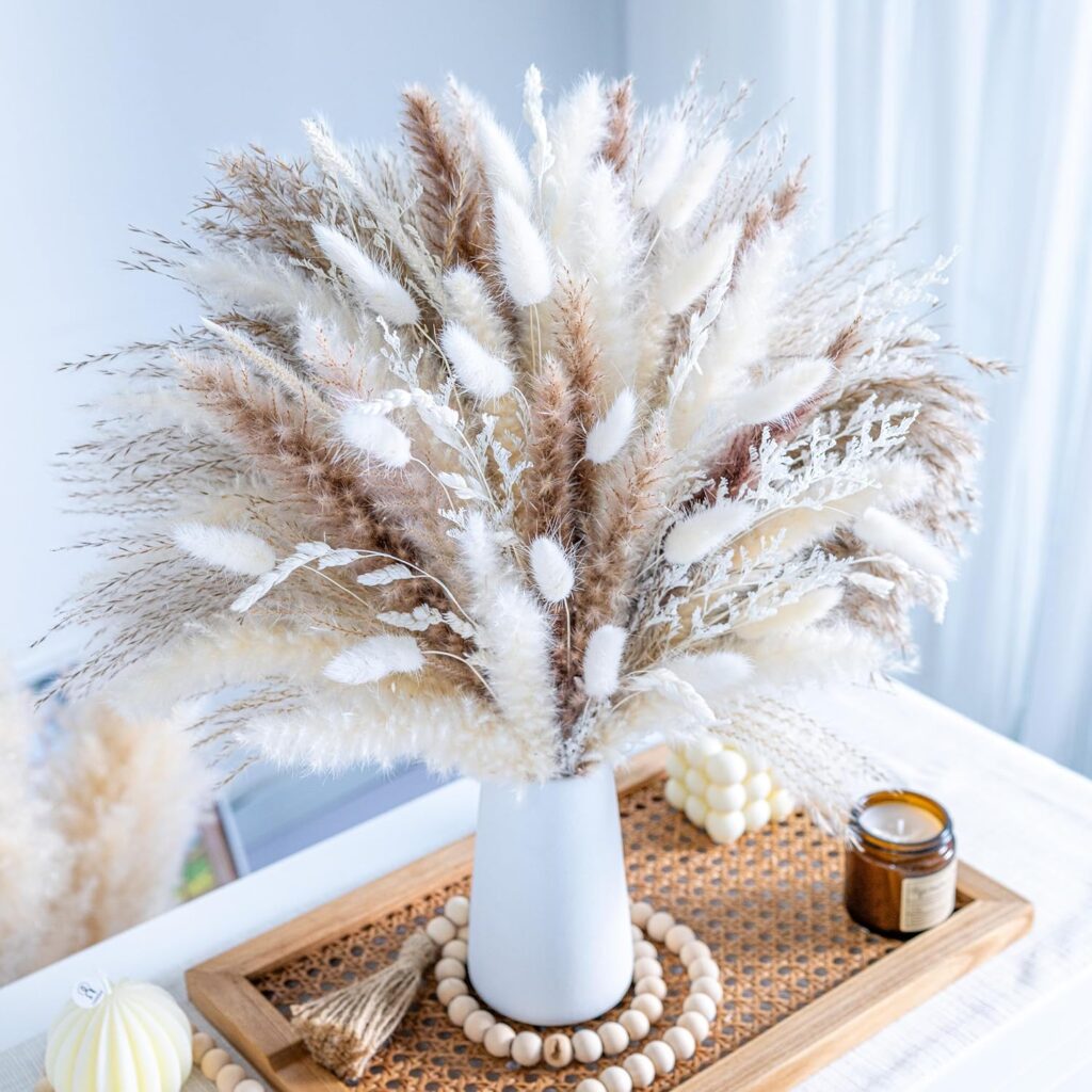 Natural Dried Pampas Grass Boho Home Decor Bouquet Phragmites Dried Flowers Bouquet