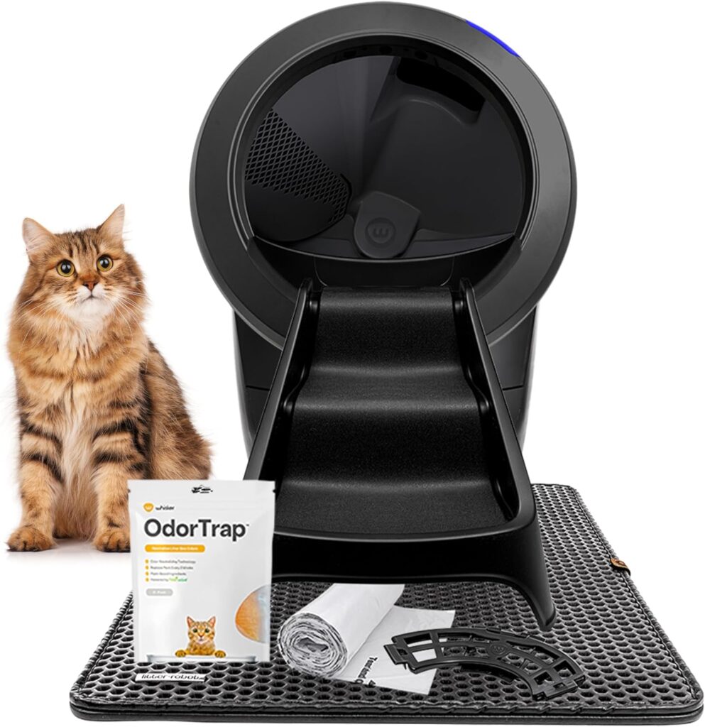 Litter-Robot 4 Complete Bundle by Whisker (Black) - Automatic Self-Cleaning Cat Litter Box,